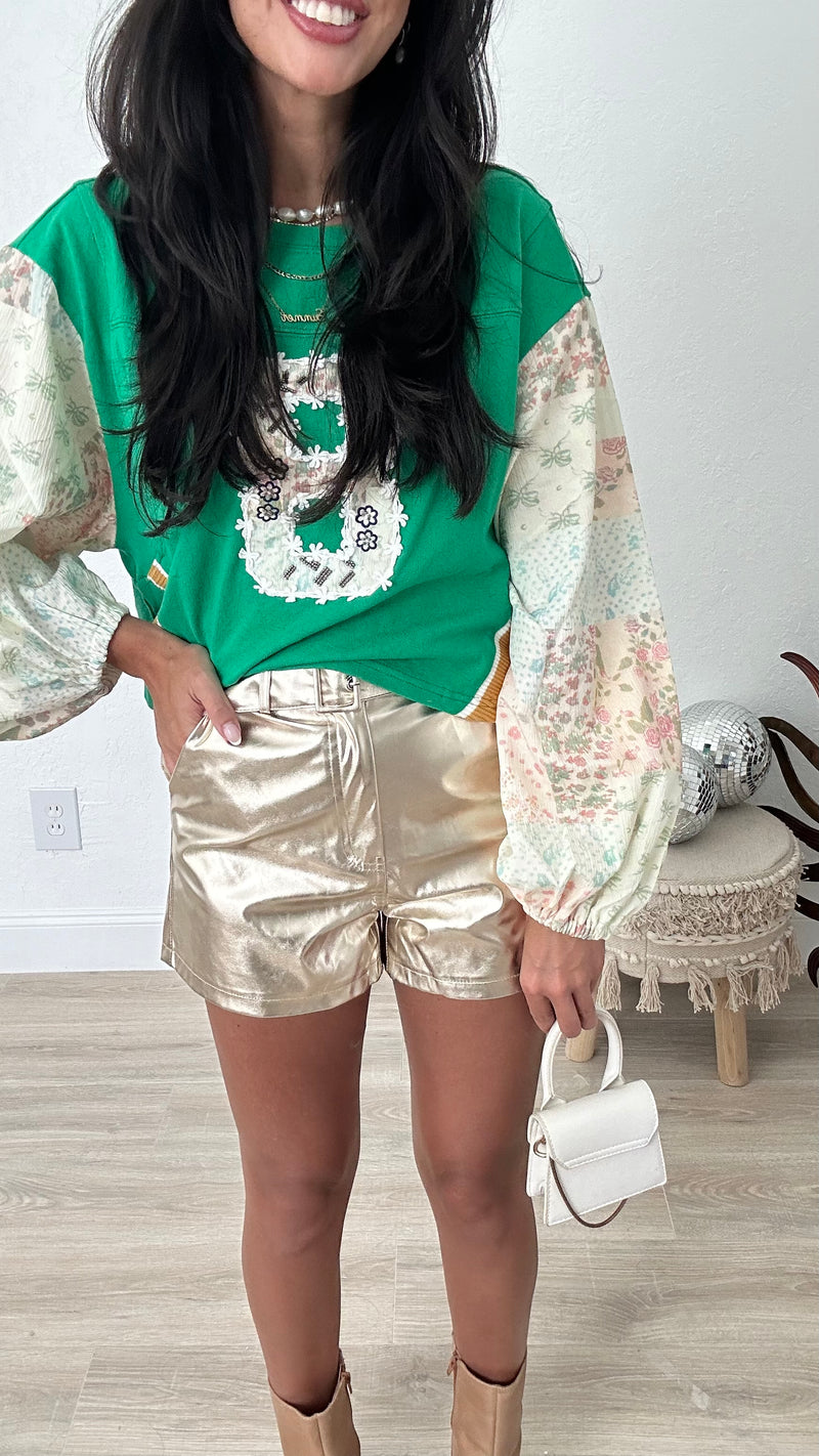 Haley Metallic Gold Shorts