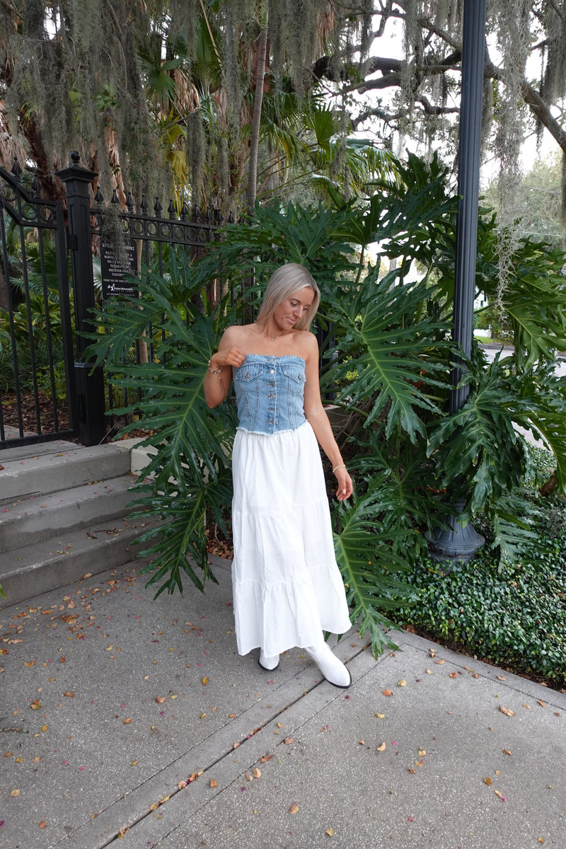 Denim Daisy Tube Top