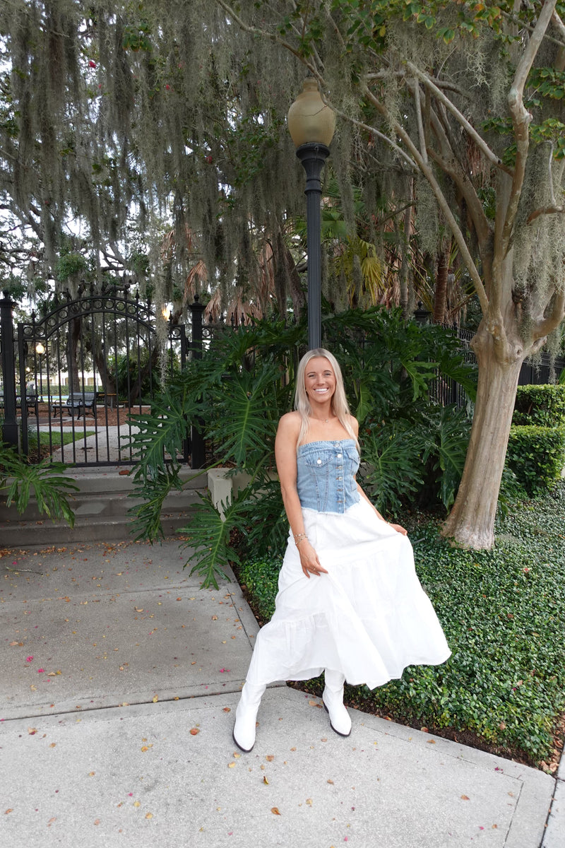 Denim Daisy Tube Top